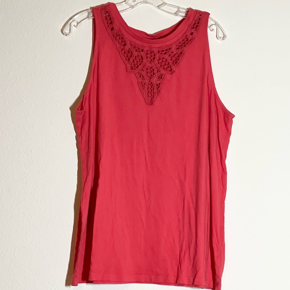Torrid Size 2 (Plus) Coral Embroidered Neckline Sleeveless Tank Top